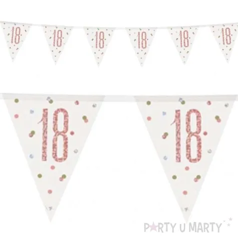 baner flagi 18 urodziny glitz holo rozowo zloty unique 274 cm