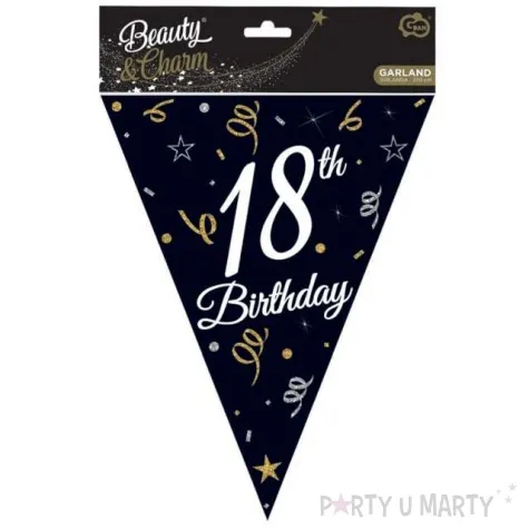 baner flagi 18th birthday 18 urodziny czarny godan 270 cm