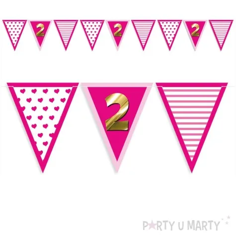 baner flagi 2 urodziny dziewczynka rozowy 3 6 m