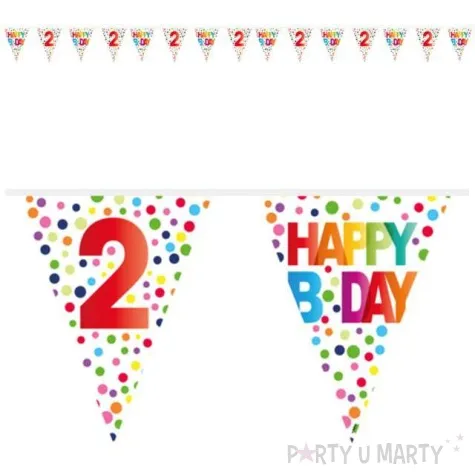 baner flagi 2 urodziny teczowe kropki folat 1000 cm