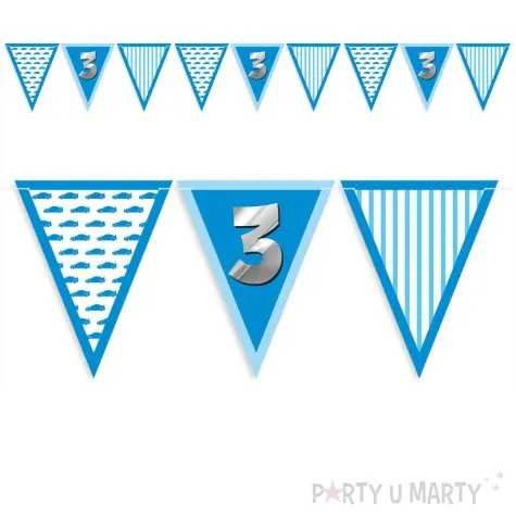 baner flagi 3 urodziny chlopiec blekitny 3 6 m