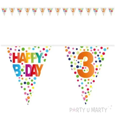 baner flagi 3 urodziny teczowe kropki folat 1000 cm