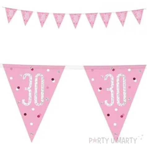 baner flagi 30 urodziny glitz holo rozowy unique 274 cm