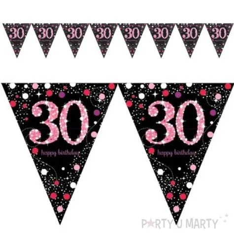 baner flagi 30 urodziny sparkling celebrations pink amscan 400 cm