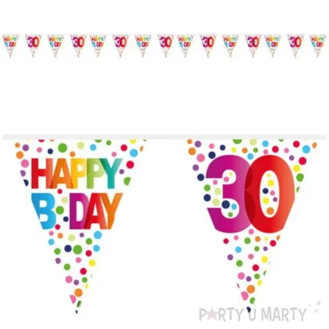 baner flagi 30 urodziny teczowe kropki folat 1000 cm