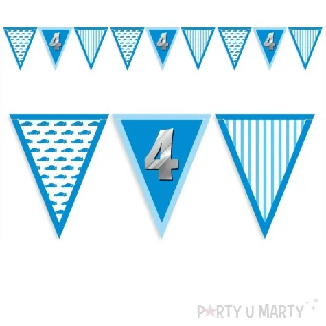 baner flagi 4 urodziny chlopiec blekitny 3 6 m
