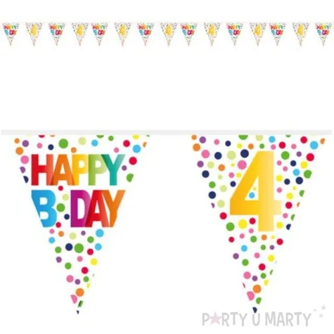 baner flagi 4 urodziny teczowe kropki folat 1000 cm