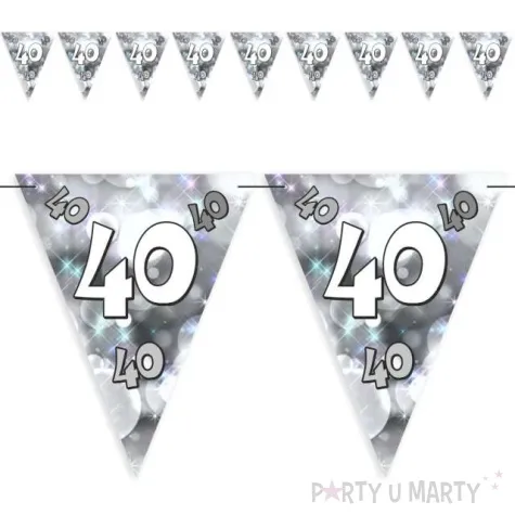 baner flagi 40 urodziny blyski szaro srebrne 3 6 m