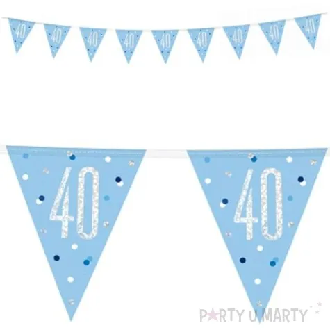 baner flagi 40 urodziny glitz holo niebieski unique 274 cm