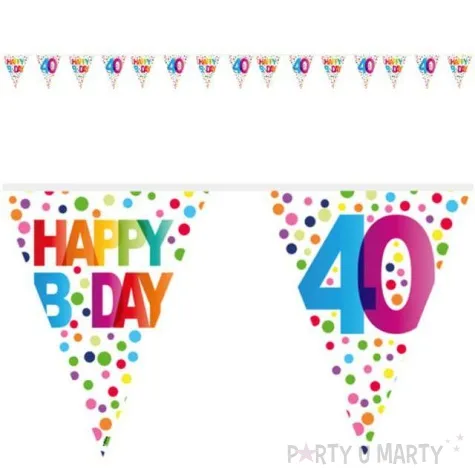 baner flagi 40 urodziny teczowe kropki folat 1000 cm