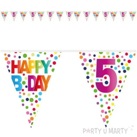 baner flagi 5 urodziny teczowe kropki folat 1000 cm