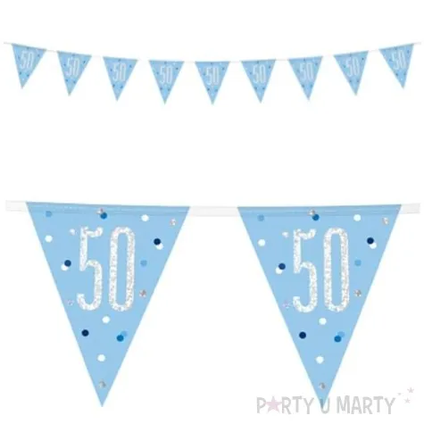 baner flagi 50 urodziny glitz holo niebieski unique 274 cm