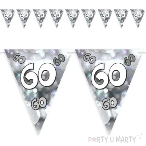 baner flagi 60 urodziny blyski szaro srebrne 3 6 m