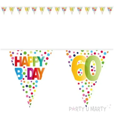 baner flagi 60 urodziny teczowe kropki folat 1000 cm