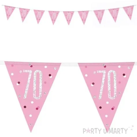 baner flagi 70 urodziny glitz holo rozowy unique 274 cm