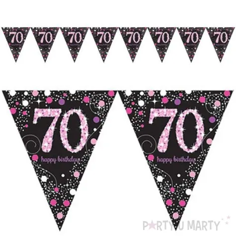 baner flagi 70 urodziny sparkling celebrations pink amscan 400 cm