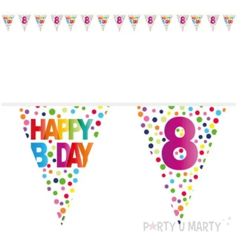 baner flagi 8 urodziny teczowe kropki folat 1000 cm