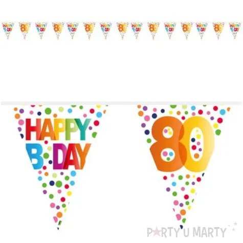 baner flagi 80 urodziny teczowe kropki folat 1000 cm