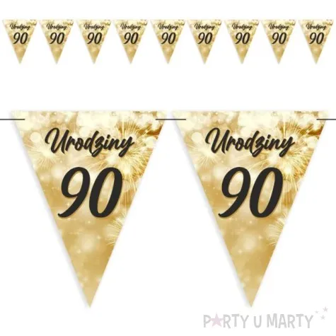 baner flagi 90 urodziny fajerwerki zloto kremowe 3 6 m
