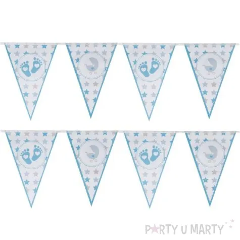 baner flagi baby shower boy stopki niebieski czakos 400 cm