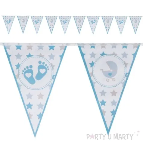 baner flagi baby shower boy stopki niebieski czakos 400 cm