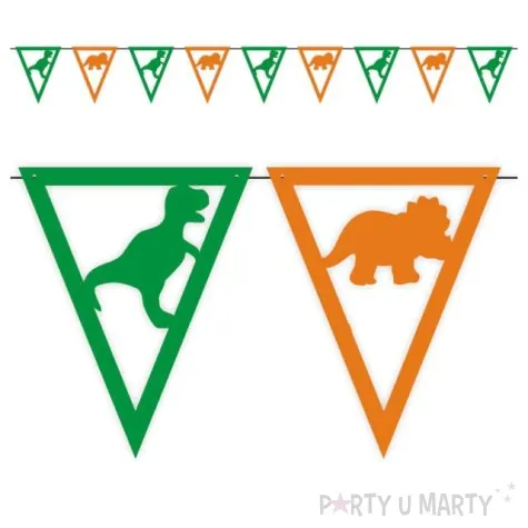 baner flagi dino party zielone czarne pomaranczowe 3 6 m