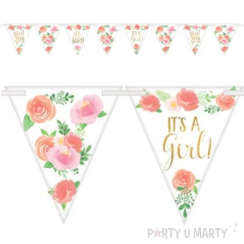 baner flagi floral baby its a girl amscan 457 cm