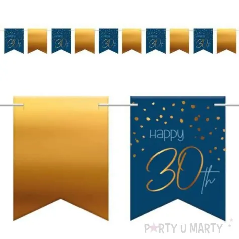 baner flagi happy 30th urodziny niebiesko zloty folat 600 cm