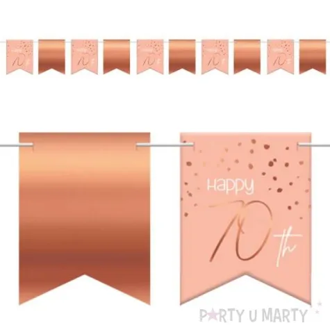 baner flagi happy 70th urodziny rozowo zloty folat 600 cm