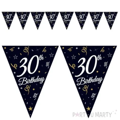 baner flagi happy birthday 30 urodziny b c czarny godan 270 cm