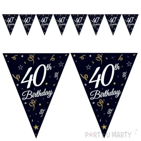 baner flagi happy birthday 40 urodziny b c czarny godan 270 cm