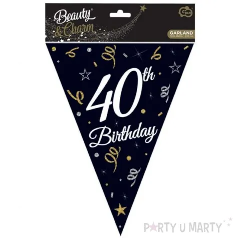 baner flagi happy birthday 40 urodziny b c czarny godan 270 cm