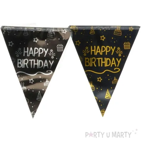 baner flagi happy birthday shining glam zloto srebrny folat 4 m