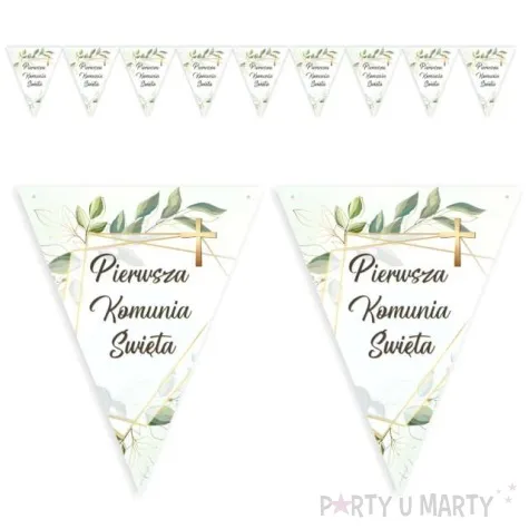 baner flagi i komunia swieta zielone galazki 3 6 m