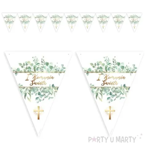 baner flagi i komunia swieta zielone listki 3 6 m