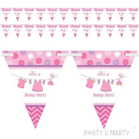 baner flagi its a baby girl diy rozowy amscan 4 m