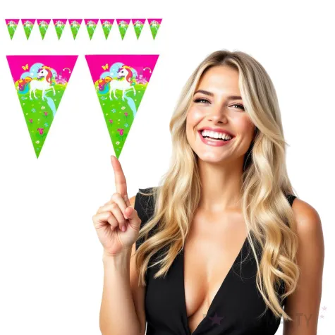 baner flagi jednorozce rozowy partypal 190 cm