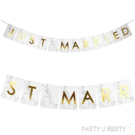 baner flagi just married nowozency marmur godan 250 cm