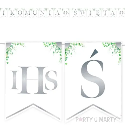 baner flagi komunia swieta ihs eukaliptus srebrny 240 cm partypal