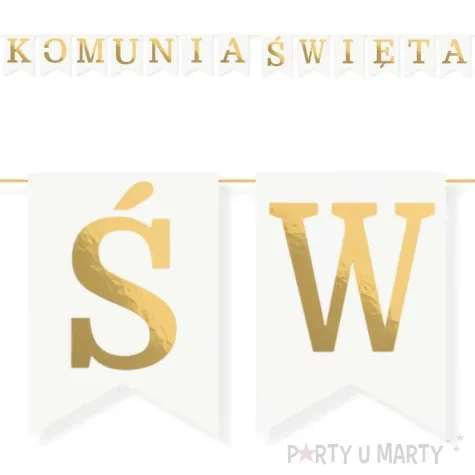 baner flagi komunia swieta zloto bialy czakos 3 m