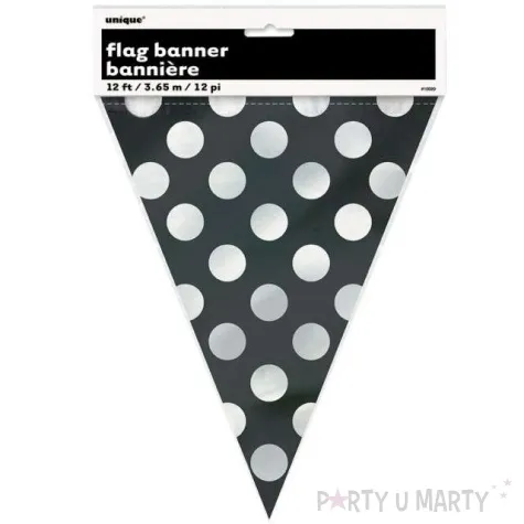 baner flagi kropki czarny unique 365 cm