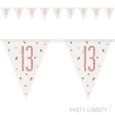 baner flagi liczba 13 bialo rozowy unique 2 74 m