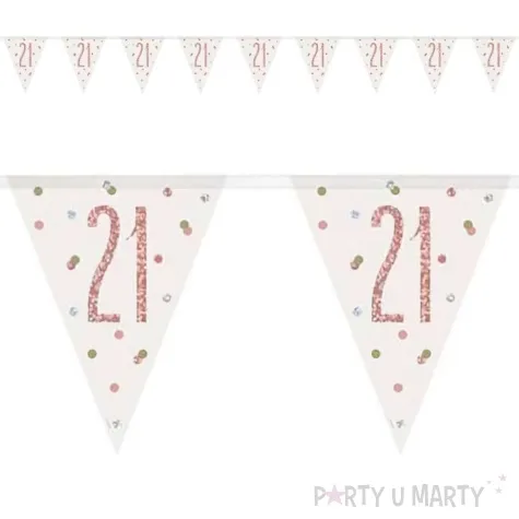 baner flagi liczba 21 bialo rozowy unique 2 74 m