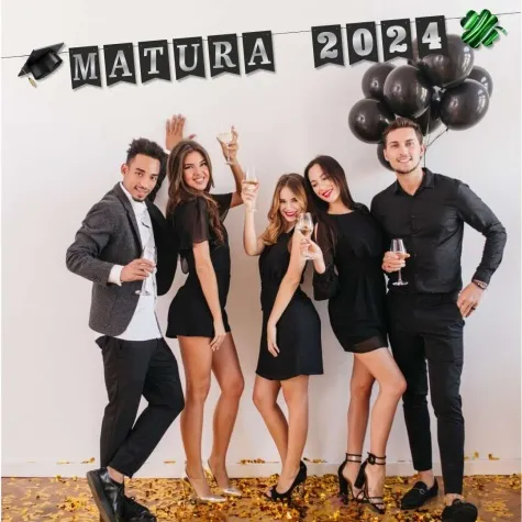 baner flagi matura 2024 czarno srebrny diy 2 5 m