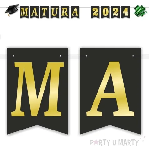 baner flagi matura 2024 czarno zloty diy 2 5 m