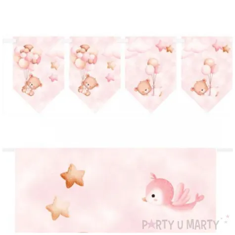 baner flagi misie z balonikami rozowy jasny congee 5 m