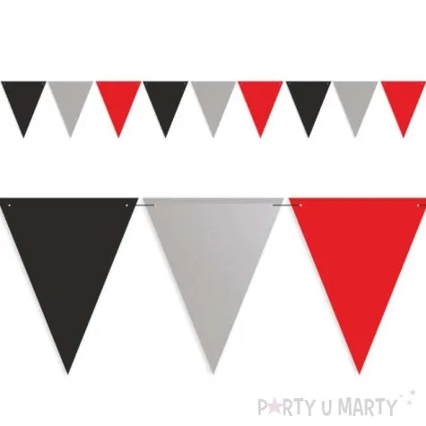 baner flagi party w trzech kolorach czarno srebrno czerwone 3 6 m