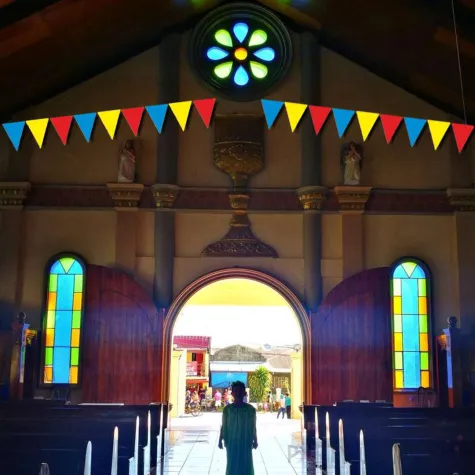 baner flagi party w trzech kolorach zolto czerwono niebieskie 3 6 m