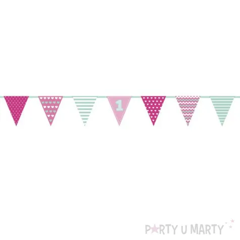 baner flagi roczek rozowy partydeco 135 cm