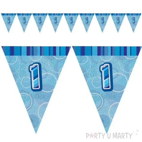 baner flagi urodziny 1 glitz blue niebieski 2 7 m